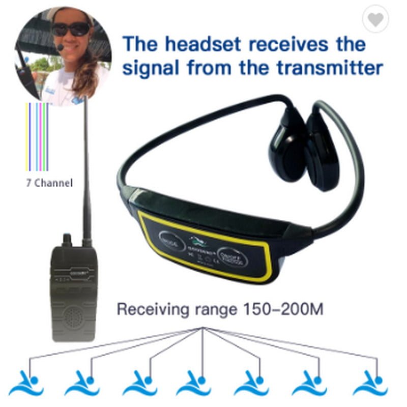 Pack de 10 casques de natation à conduction osseuse H902 et talkie-walkie  Bluetooth H800 - 27 degrés